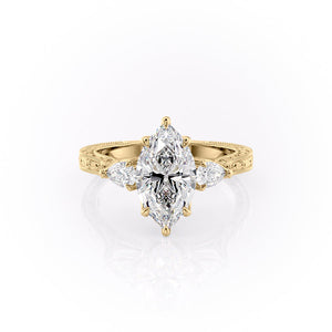 The Three Stone Sierra Set With A Marquise Moissanite