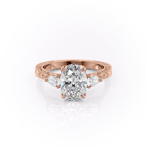 The Three Stone Sierra Set With A Oval Moissanite