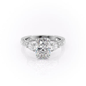 The Three Stone Sierra Set With A Oval Moissanite