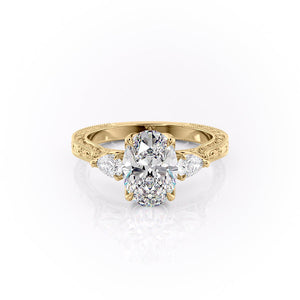 The Three Stone Sierra Set With A Oval Moissanite
