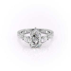 The Three Stone Sierra Set With A Pear Moissanite
