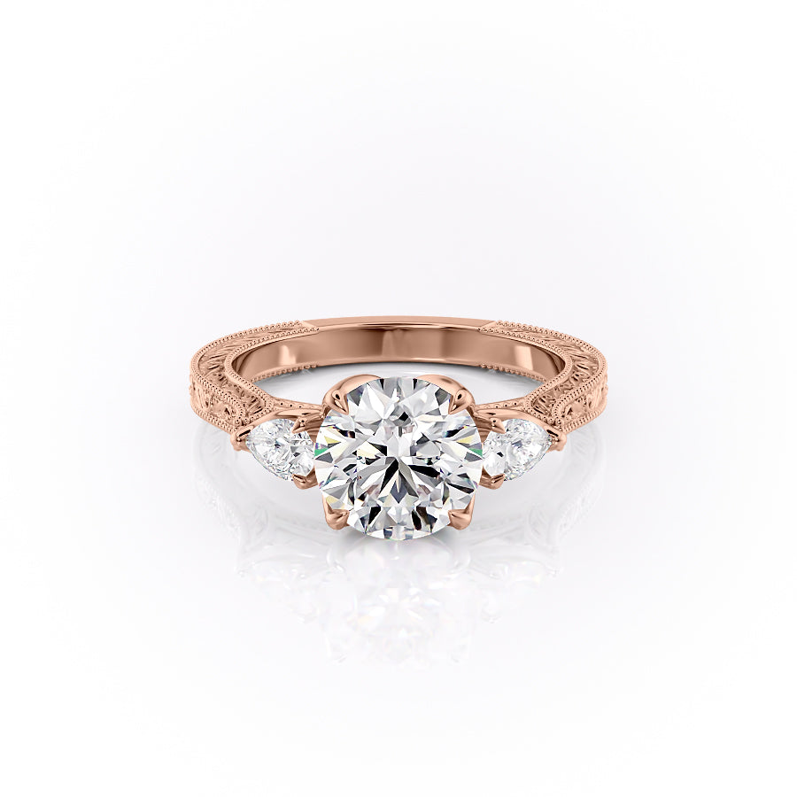 The Three Stone Sierra Set With A 1 Carat Round Moissanite