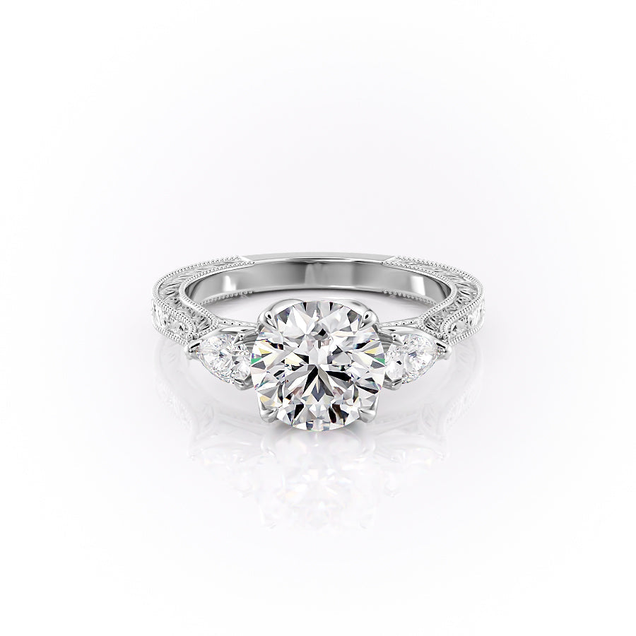 The Three Stone Sierra Set With A 1 Carat Round Moissanite
