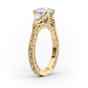 The Three Stone Sierra Set With A 1 Carat Round Moissanite