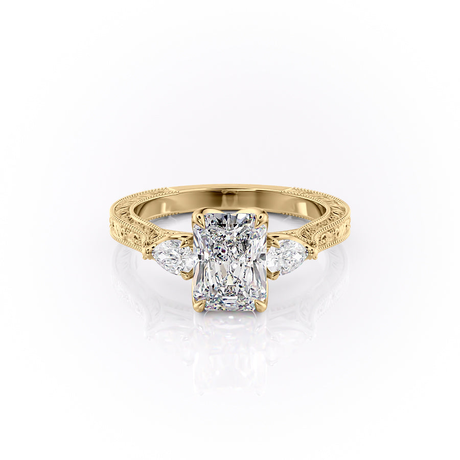 The Three Stone Sierra Set With A Radiant Moissanite