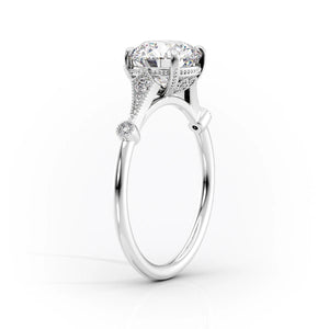 The Amber Set With A 2.5 Carat Elongated Cushion Lab Diamond