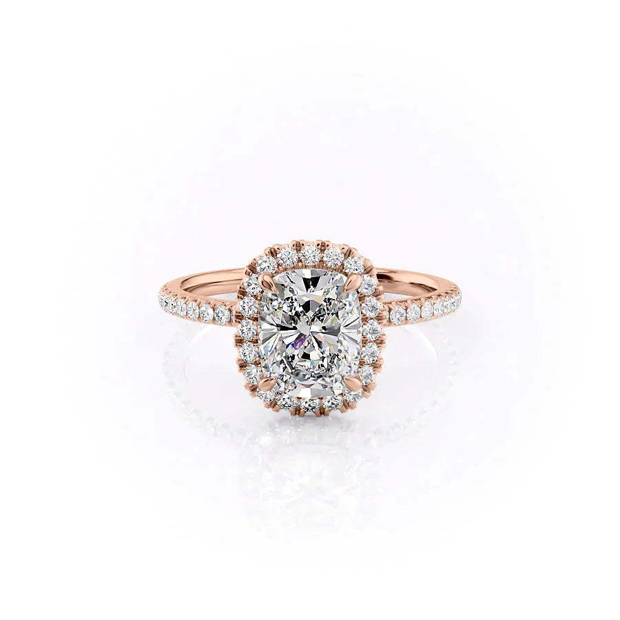 The Lenny Set With A 3 Carat Elongated Cushion Moissanite