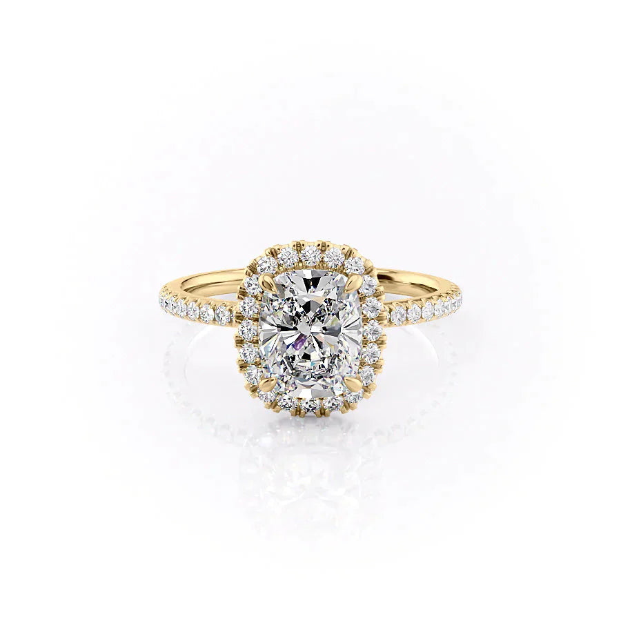 The Lenny Set With A 3.5 Carat Elongated Cushion Moissanite