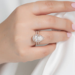 The Lenny Set With A 3 Carat Pear Lab Diamond