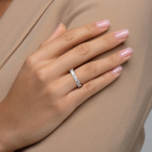 2.3ct East West Radiant U Pave Prong Eternity