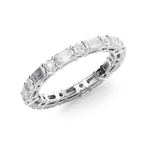 1.7ct Alternating Emerald and Round Basket Eternity