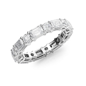 1.7ct Alternating Emerald and Round Basket Eternity
