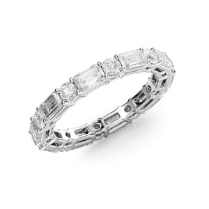 1.7ct Alternating Emerald and Round Basket Eternity