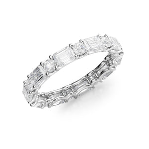 1.5ct Alternating Emerald and Round U Prong Eternity