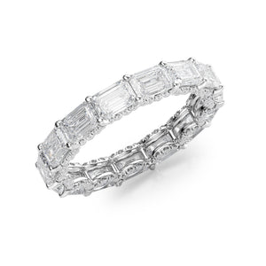 2.3ct East West Emerald U Pave Prong Eternity
