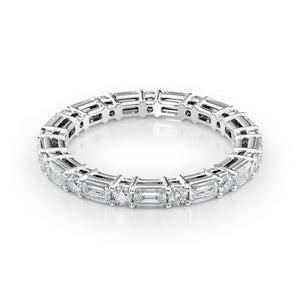 1.7ct Alternating Emerald and Round Basket Eternity