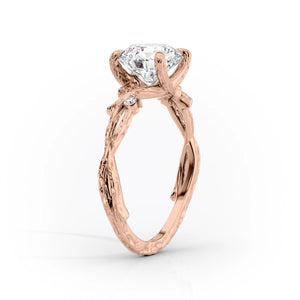 The Textured Twig Set With A 3 Carat Oval Lab Diamond