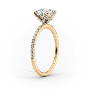 The Pave Petal Kamellie Set With A 1 Carat Cushion Lab Diamond