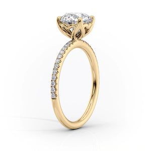 The Pave Alison Set With A 1.5 Carat Elongated Cushion Lab Diamond