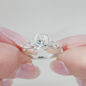The Three Stone Twig - Engagement Ring Made in White Gold