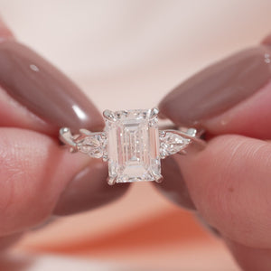 The Three Stone Twig - Engagement Ring Made in White Gold