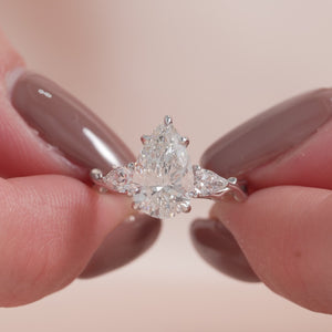 The Three Stone Twig - Engagement Ring Made in White Gold