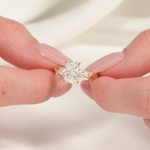 The Three Stone Twig - Engagement Ring Made in Yellow Gold