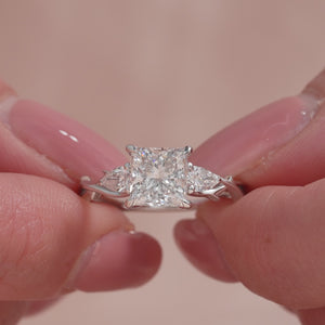 The Three Stone Twig - Engagement Ring Made in White Gold