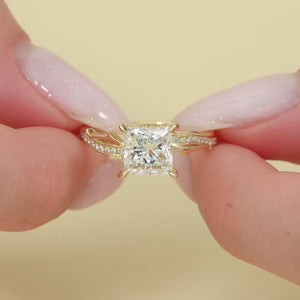 The Pave Twig - Engagement Ring Made in Yellow Gold